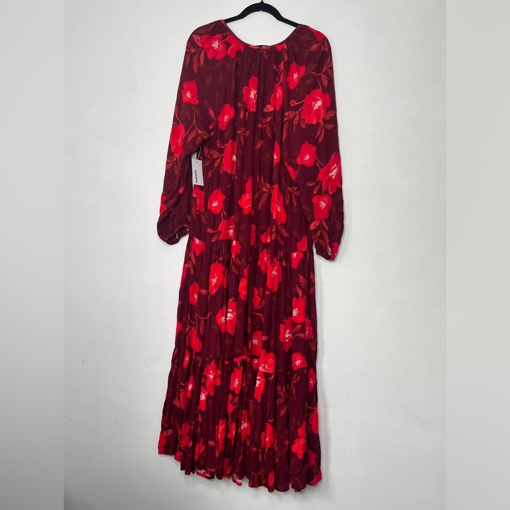 Sonoma Red Floral Long Sleeve Maxi Pheasant Dress NWT Sz OX - Picture 3 of 11